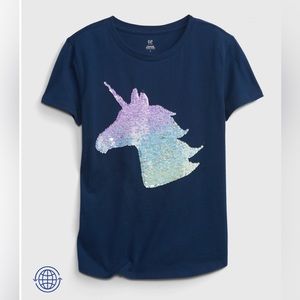 *Price is Firm* Gap Organic Cotton Unicorn Flippy Sequin Graphic T-Shirt XL